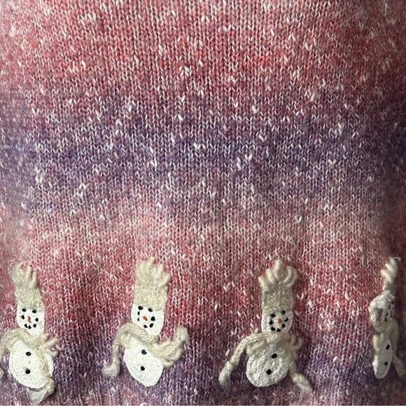 Vintage Talbots Snowman Mohair Sweater L | Holiday Ombre Confetti Knit Appliqué - Picture 7 of 16